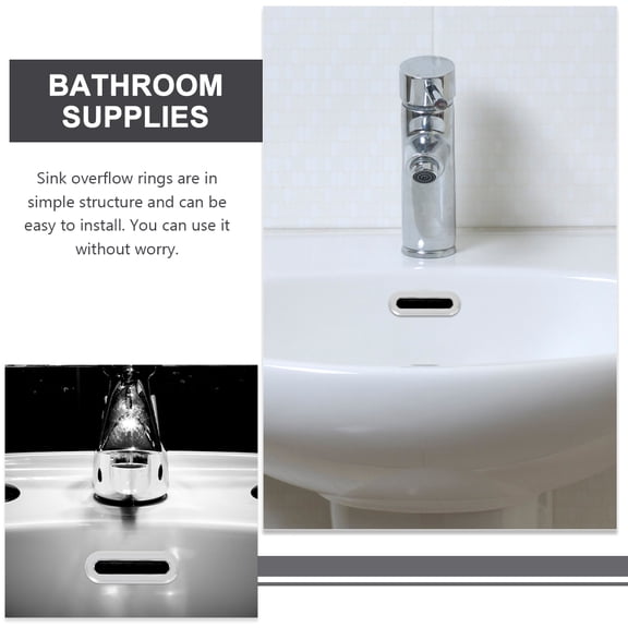 RENACLIPY 5-Pack Oval Basin Overflow Covers for Bathroom Sink Accessories, , 2.08 x 0.78 x 0.51 Inches