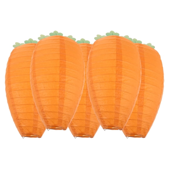 RENACLIPY 5-Pack Orange Carrot Paper Lanterns with Metal Frames, Hanging Decorations for Easter, Spring, Birthday & Party Decor