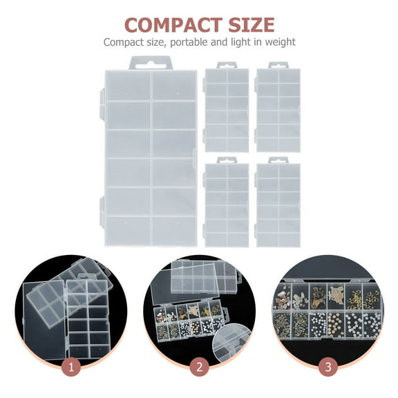 RENACLIPY 5Pcs Compact Bead Organizer Boxes Portable Plastic Storage Case for Small Items