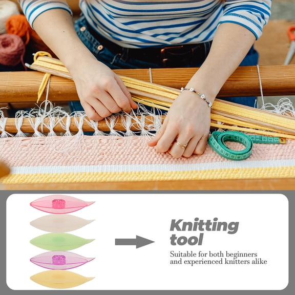 RENACLIPY 5Pcs Crochet Tatting Shuttle Set with Plastic Knitting Tools for Making Hats Gloves Bracelets