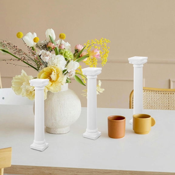 RENACLIPY 5Pcs Decorative White Roman Column Statue for Wedding Party and Home Entryway Decor
