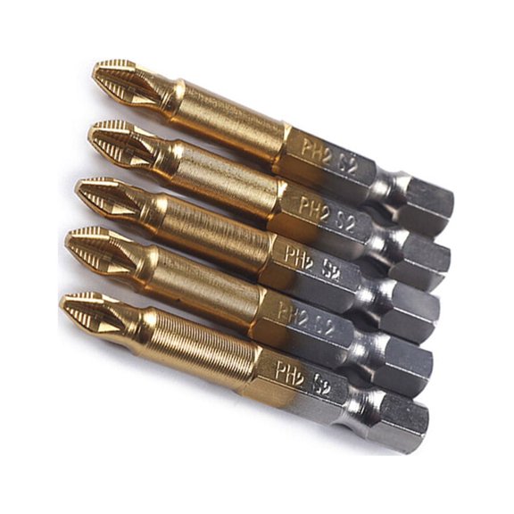 RENACLIPY 5Pcs Golden Titanium Coated Steel Screwdriver Bits Set for Mechanic and Repair Work