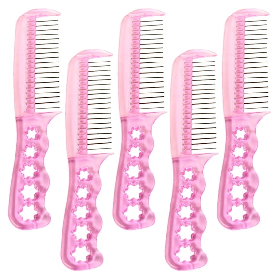 RENACLIPY 5Pcs Pink Steel Tooth Hair Comb Durable Everyday Comb for Special Event Hairstyle