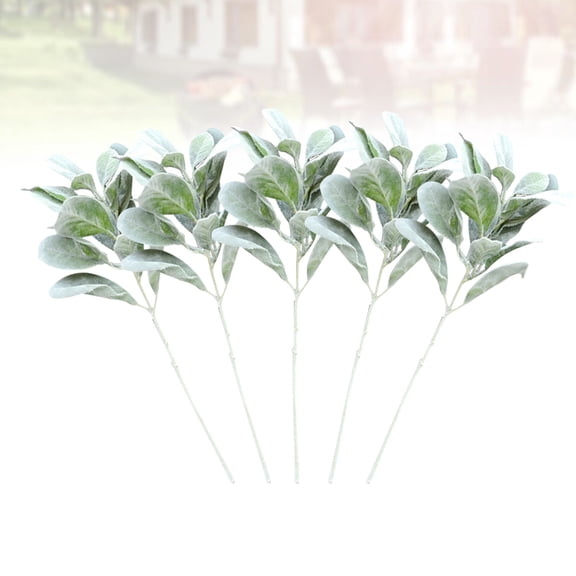 RENACLIPY 5-Pack Realistic Artificial Green Leaves for Home and Office Decor, Faux Foliage Indoor Decoration, Living Room Accents