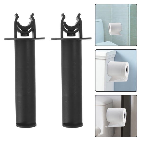 RENACLIPY 5Pcs Black Plastic Toilet Paper Holders for Commode Chair Clip on Tissue Roll Stands