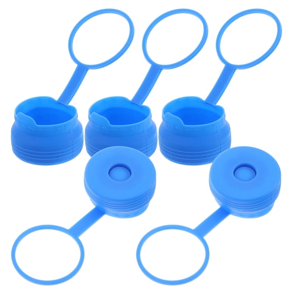 RENACLIPY 5Pcs Blue Silicone Water Jug Caps Reusable Non Spill Water Bottle Lid