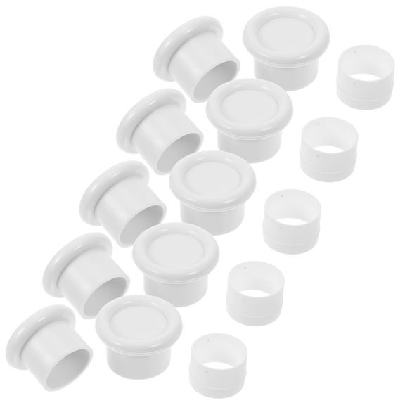 RENACLIPY 5Sets Versatile White Curtain Rod End Caps Plastic Nonslip Rubber for Window and Closet Rods