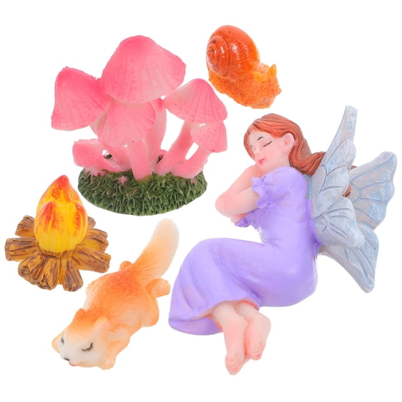 RENACLIPY 5pcs Flower Fairy Figurine Multi Colored Resin Garden Statues and Figurines for Indoor Miniature Landscapes