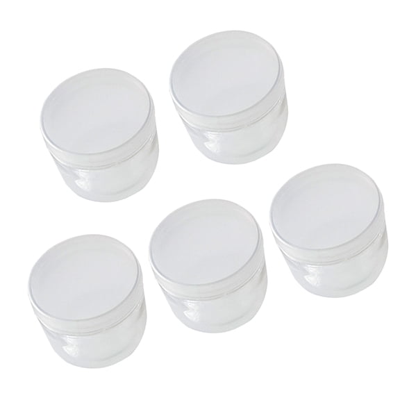 RENACLIPY 5Pcs Plastic Storage Jar Clear White Hair Band Container with Lid for Desktop Organization