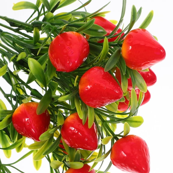 RENACLIPY 5Pcs Fake Strawberry Branches Lifelike PVC Fruit Stems for Wedding Table and Garden