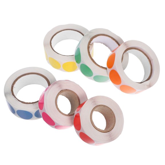 RENACLIPY 6 Rolls Tiny Circle Stickers Magenta Copper Plated Paper for Home Organization