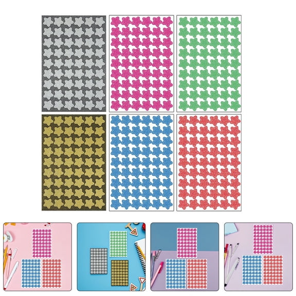 RENACLIPY Glitter Star Stickers Self-Adhesive, Assorted Bright Colors, Easy to Use Decorative Craft Stickers for Kids and Adults