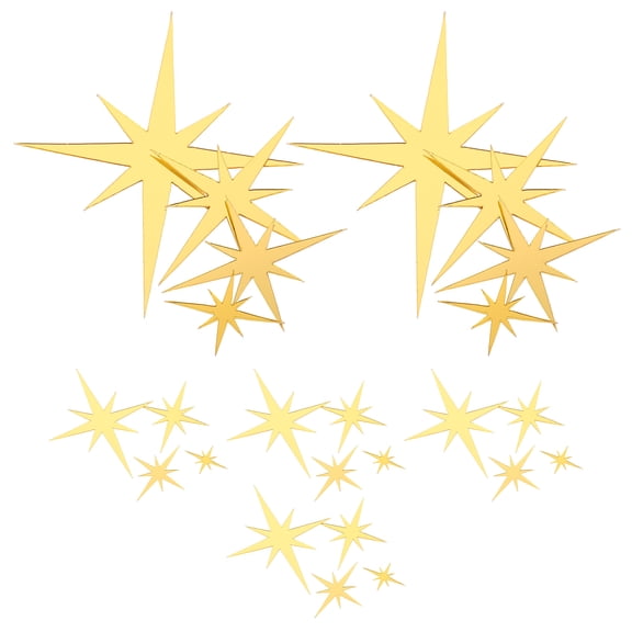 RENACLIPY Reflective 3D Star Wall Decals Golden Acrylic for Home Decoration