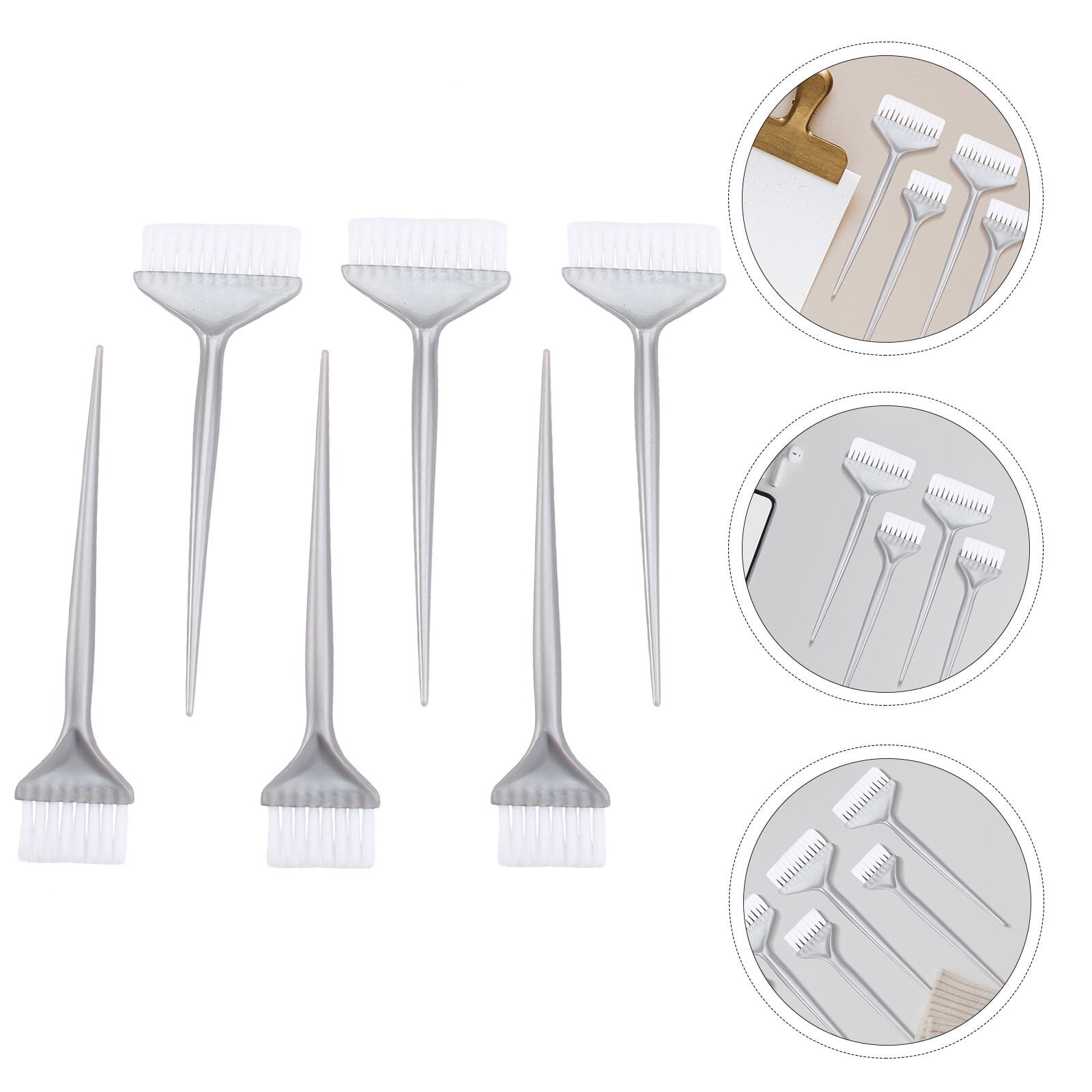 RENACLIPY 6PCS Professional Hair Color Brush Silver Hair Styling ...