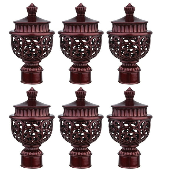 RENACLIPY 6Pcs Curtain Rod Finials Red Decorative Caps for Living Room and Bedroom Windows