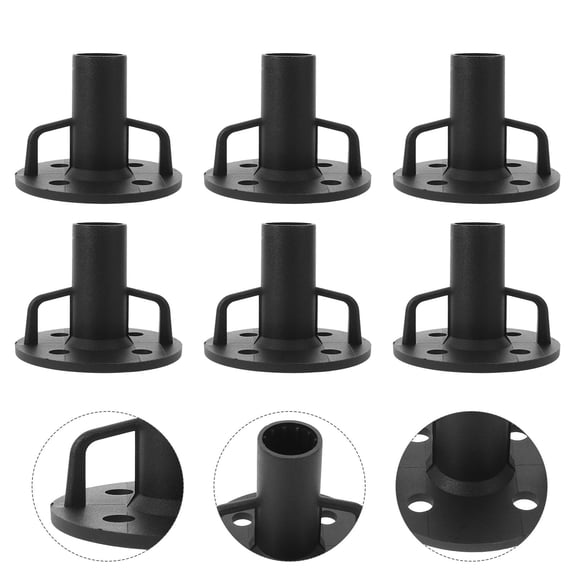 RENACLIPY 6Pcs Black Outdoor Canopy Pole Base Plate with Enhanced Ground Grip for Tent Support