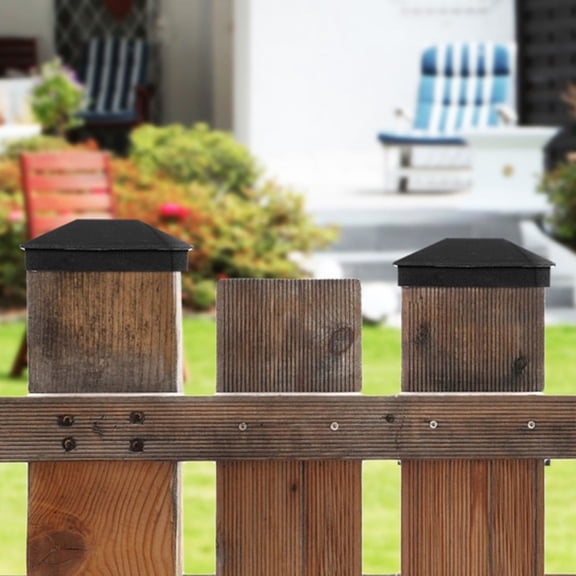 RENACLIPY 6-Pack Black Plastic Fence Post Caps Outdoor Post Toppers Replacement Finials for Railings