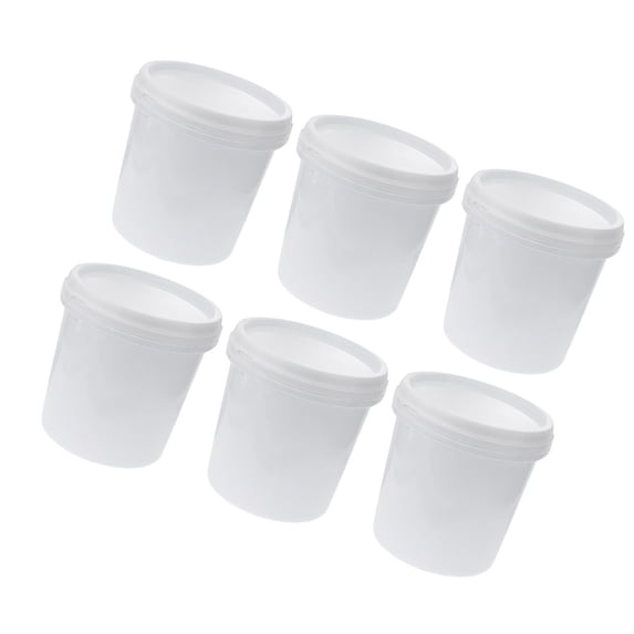 RENACLIPY Set of 6 Small White Plastic Buckets with Handle, Leak-Proof Airtight Lids for Storage and Organization