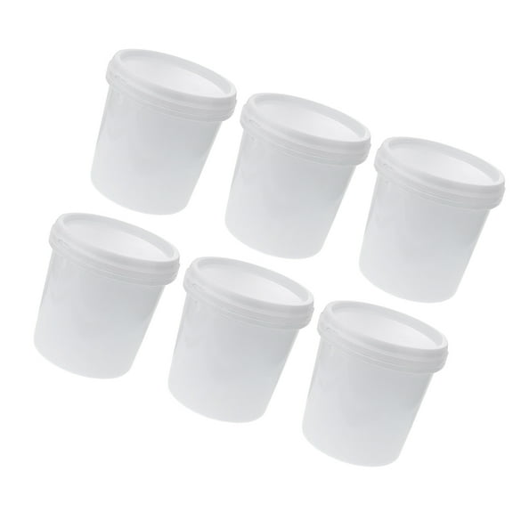 RENACLIPY Set of 6 Small White Plastic Buckets with Handle, Leak-Proof Airtight Lids for Storage and Organization