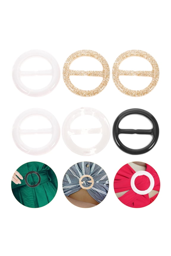 6-Pack Shirt Knot Clips with Resin Round Design, Assorted Colors for Clothing Decoration and Costume Accessories