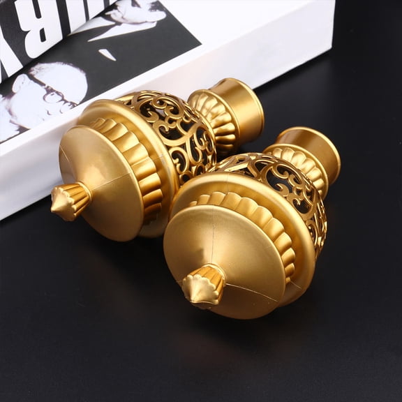 RENACLIPY 6Pcs Curtain Rod Head Plug Decorative End Stoppers Plastic for Window Rods Golden