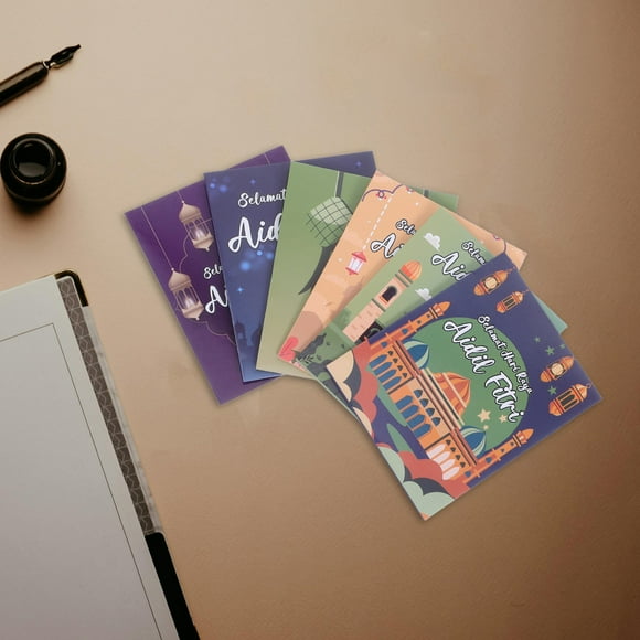 RENACLIPY Eid Mubarak Money Envelopes 6 Pcs Assorted Colors Unique Festive Designs for Ramadan and Eid Celebration