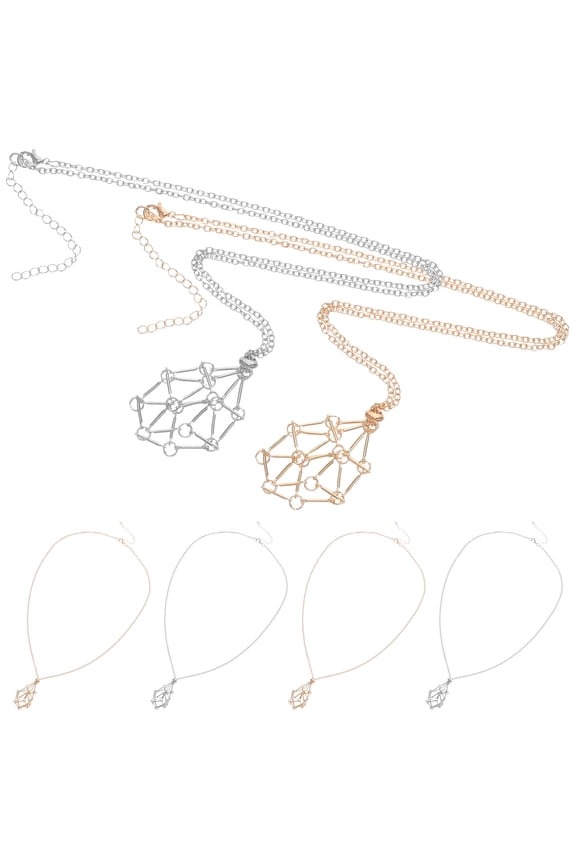 6Pcs Empty Crystal Locket for Diy Necklace with Chain Design for Women Special Occasions