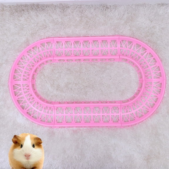 RENACLIPY 6Pcs Hamster Running Plate Small Animal Toys Hamster Training Runway Plastic Pink