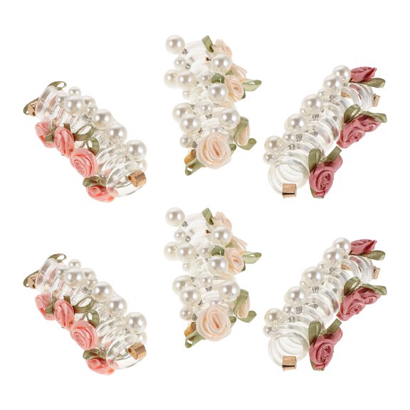 RENACLIPY 6Pcs No Damage Spiral Coil Ponytail Hair Rope with Flower Design and Elastic Telephone Wire