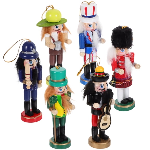 RENACLIPY 6-Piece Wooden Nutcracker Figurine Set, Assorted Colors Holiday Decor for Home, Family, and Festive Celebrations