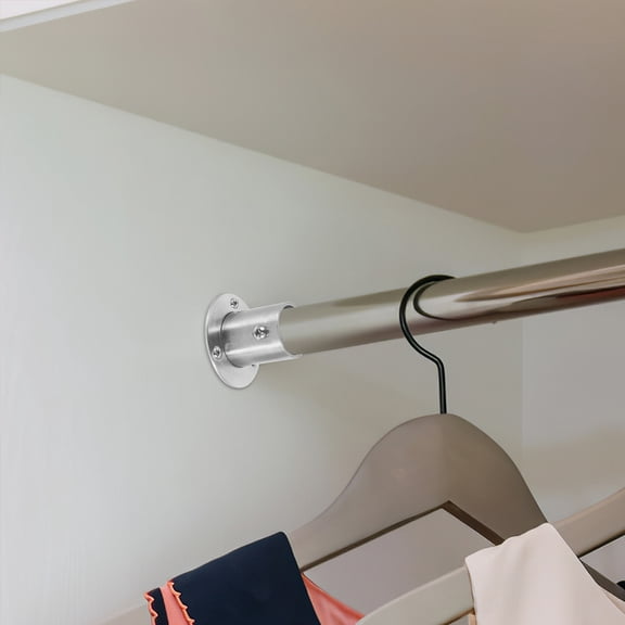 RENACLIPY 6Pcs Round Stainless Steel Closet Rod Flange Brackets Stable Heavy Duty Support