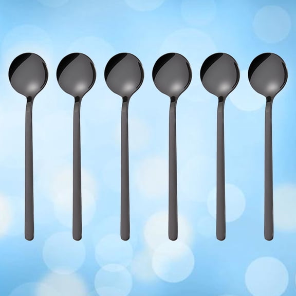 RENACLIPY 6Pcs Stainless Steel Black Teaspoons for Coffee Stirring Dessert Sugar Mixing