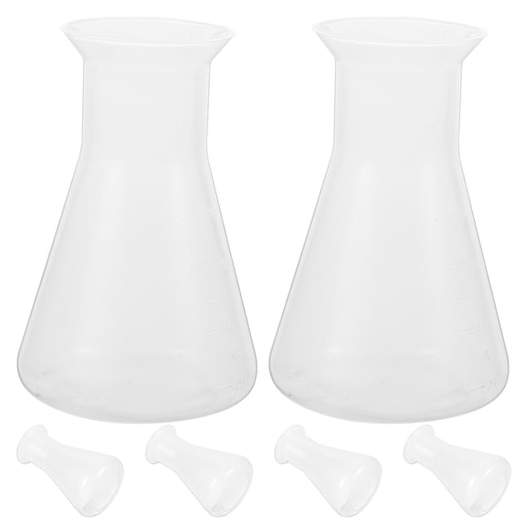 RENACLIPY Set of 6 Transparent Plastic Erlenmeyer Flasks, 100ML Capacity Each, Laboratory Glassware for Science and Chemistry