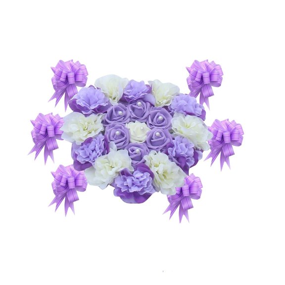 RENACLIPY 6-Pack Artificial Wedding Car Flowers Decorations with Elegant Design for Bridal Vehicle Accessories and Event Decor