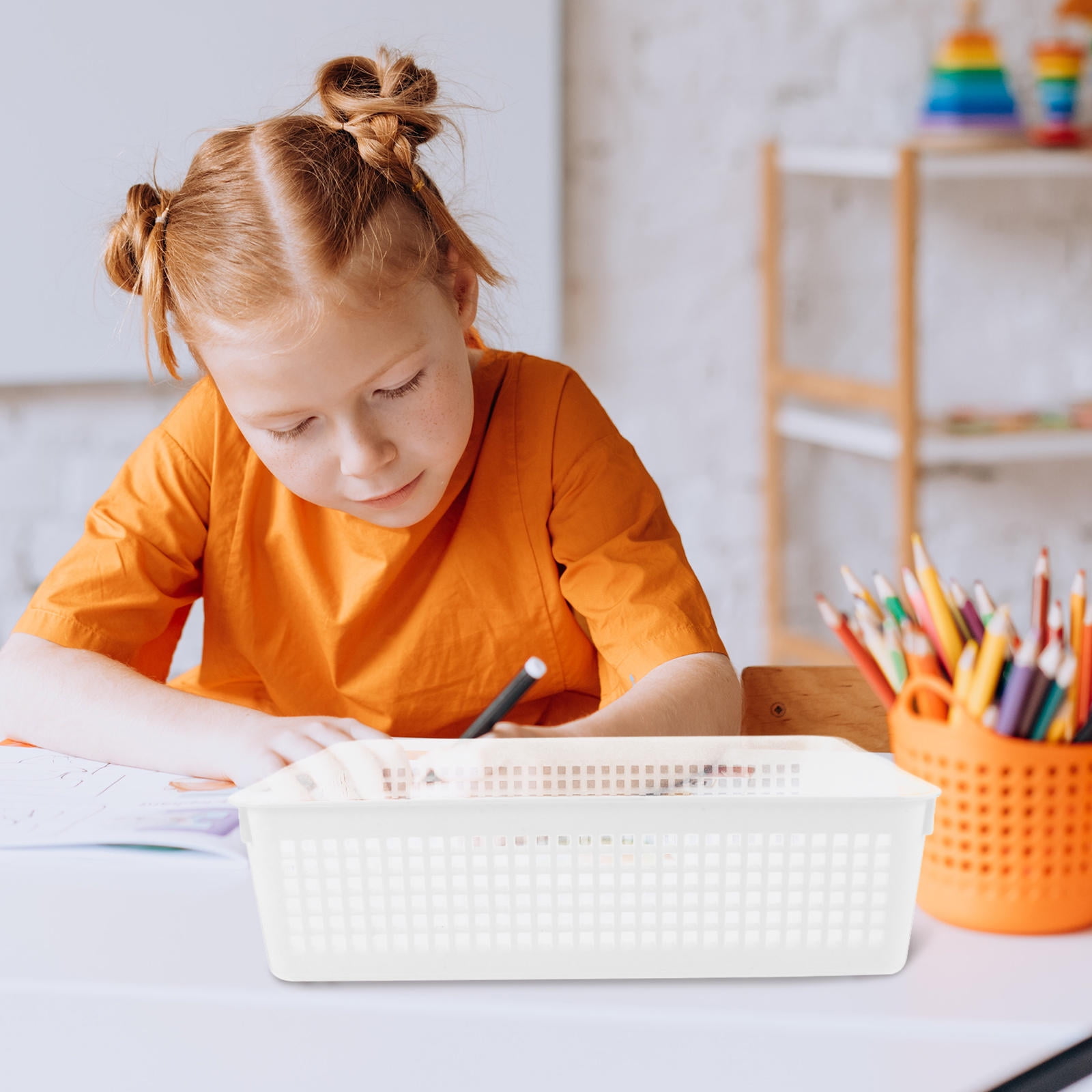 RENACLIPY 6Pcs White Plastic File Baskets Rectangular Simple Design for ...