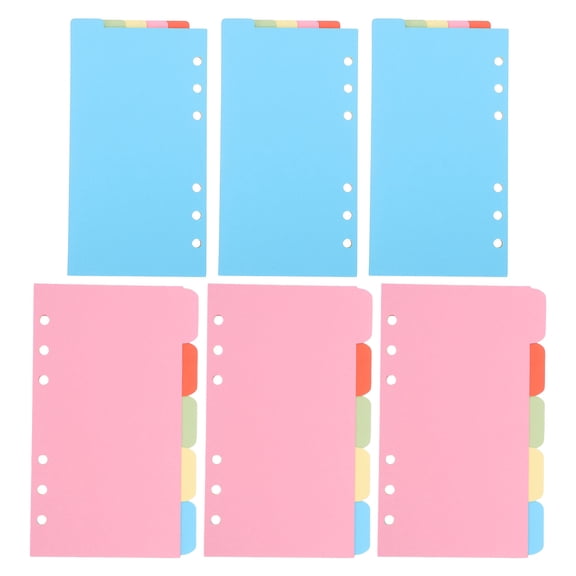 RENACLIPY 6Set Tabbed File Dividers for 6 Ring Binder Assorted Color Folder Separator Pages