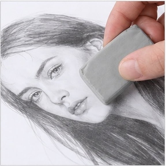 RENACLIPY 6pcs Grey Art Eraser Set Durable Sketch Rubber for Pencil and Pastel Mark Correction Reusable for Artists