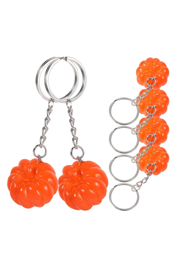 6Pcs Orange Pumpkin Keychain Made of PVC and Zinc Alloy Perfect for Festival Decoration
