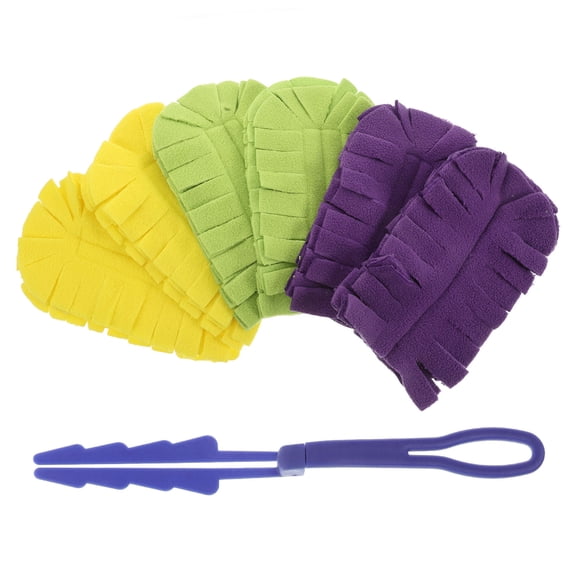 RENACLIPY 7-Piece Reusable Duster Pads Set with Handle for Home Cleaning, Multipurpose Dry and Wet Use