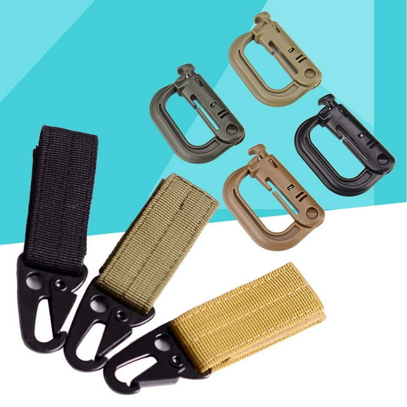 RENACLIPY 7-Piece Nylon Ribbon Hanging Buckle Set with Mountain Climbing Hook Carabiner for Backpack and Outdoor Gear