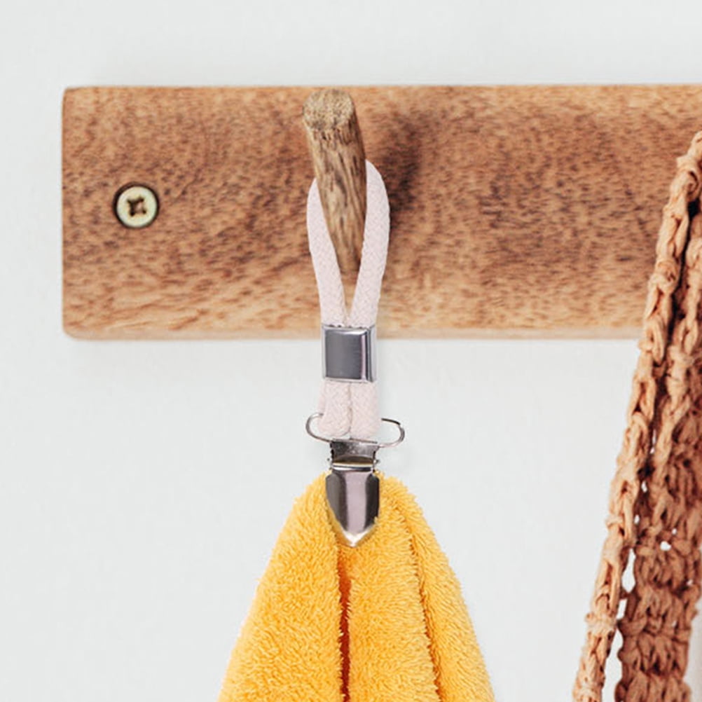 RENACLIPY Kitchen Towel Clips, Metal, White Cotton Rope, Secure Grip ...