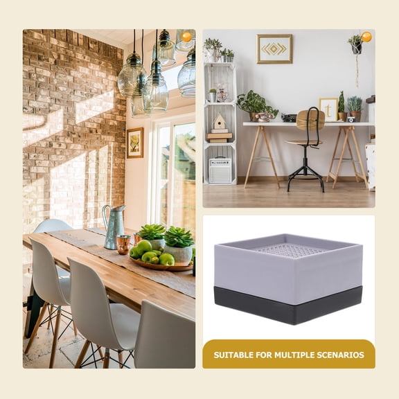 RENACLIPY 8Pcs Grey Plastic Bed Risers for Furniture Elevate Tables Chairs Sofas