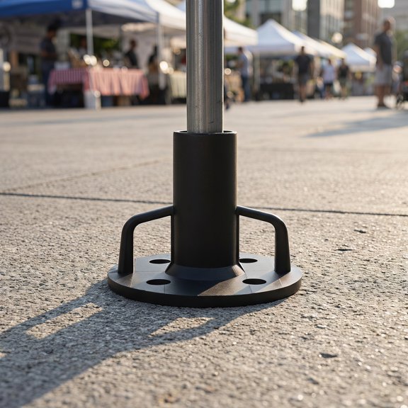 RENACLIPY 8Pcs Outdoor Awning Pole Base for Tent and Sun Shelter, Black Aluminum Alloy Black
