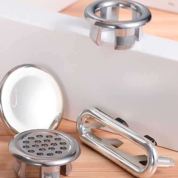 RENACLIPY Bathroom Sink Overflow Cover Chrome Plating 8Pcs 1.4x0.6in