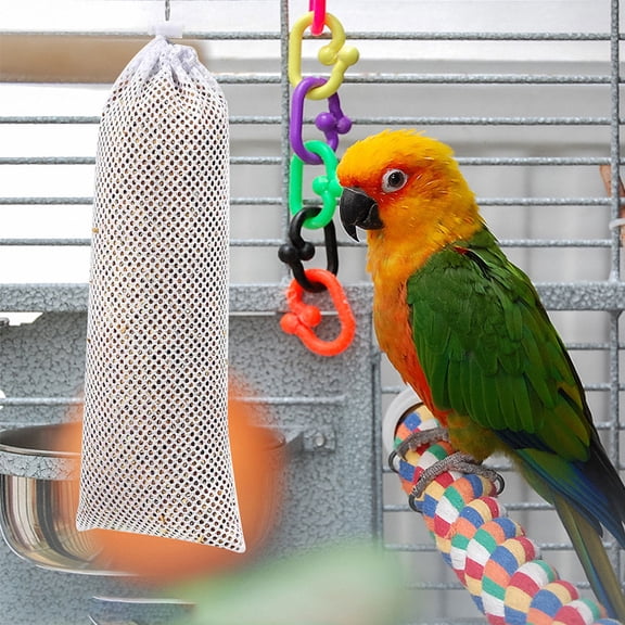 RENACLIPY White Mesh Bird Feeder Bags with Polyester Drawstring, for Outdoor and Home Use