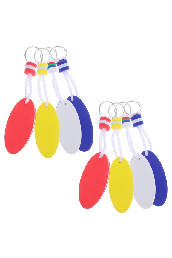 8Pcs Round Float Keychain Waterproof EVA Design White for Outdoor Activities