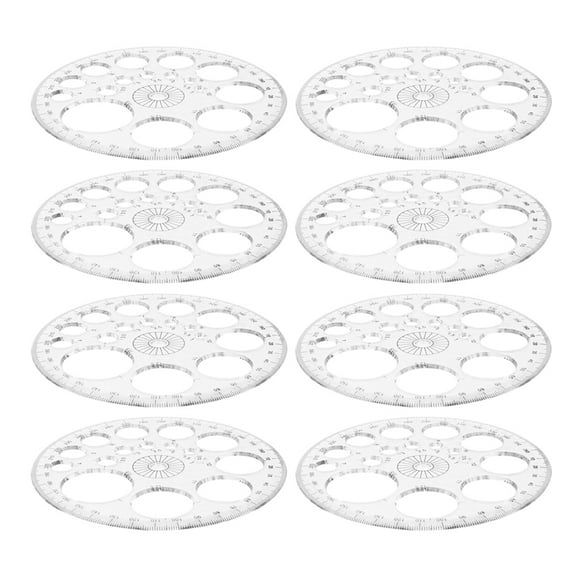 RENACLIPY 8Pcs Transparent Multi Function Protractor for Drawing Measuring and Architectural Design