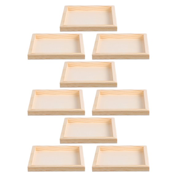 RENACLIPY 9Pcs Beige Wooden Puzzle Organizer Trays Stackable Modular Design for Home Use