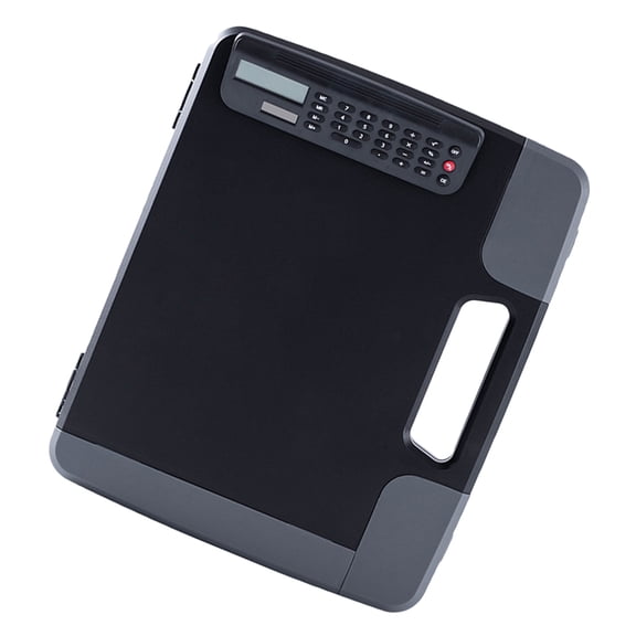 RENACLIPY A4 File Box with Calculator, 1 Piece, 14.4 x 12.1 x 2.6 inches, Black PP Plastic Organizer for Business Travel