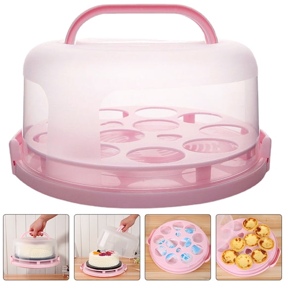 RENACLIPY Pink Plastic Cake Storage Box for Birthday Cakes and Cupcakes